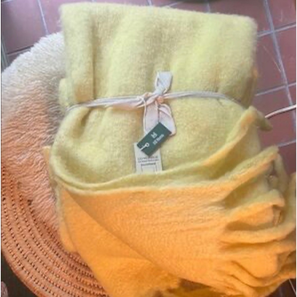 Urban Outfitters Home Monroe Faux Mohair Throw Blanket Yellow 60x50 NEW